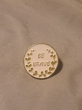 Be Brave White & Gold Enamel Pin - Women Jewelry